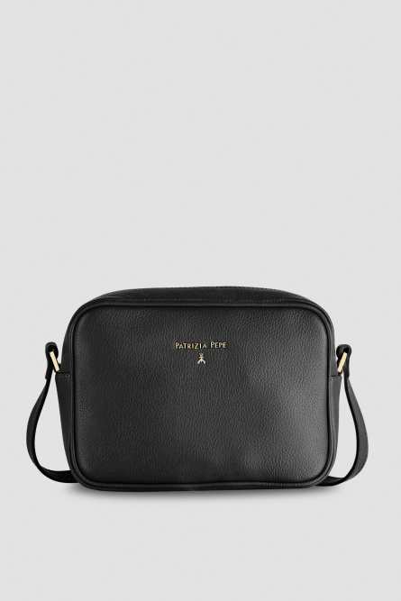 Leather camera bag with inside pocket, Black, Patrizia Pepe