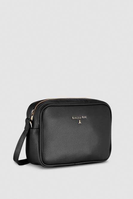 Leather camera bag with inside pocket, Black, Patrizia Pepe