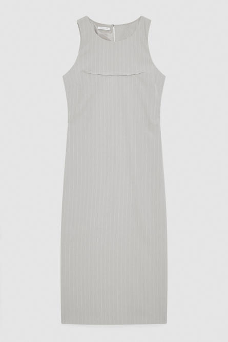 Pinstripe crew neck midi sheath dress, Grey, Patrizia Pepe
