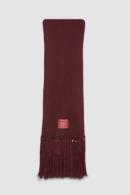 Ribbed scarf with fabric fringes, Purple, Patrizia Pepe