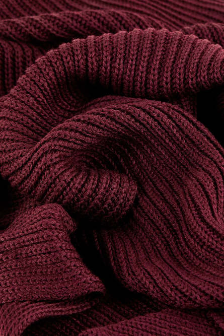 Ribbed scarf with fabric fringes, Purple, Patrizia Pepe