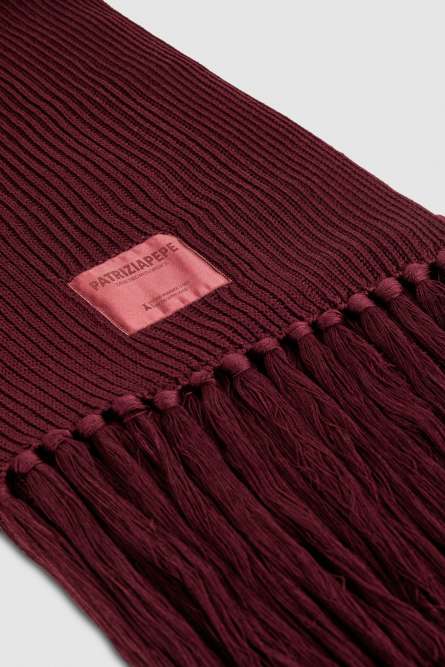 Ribbed scarf with fabric fringes, Purple, Patrizia Pepe