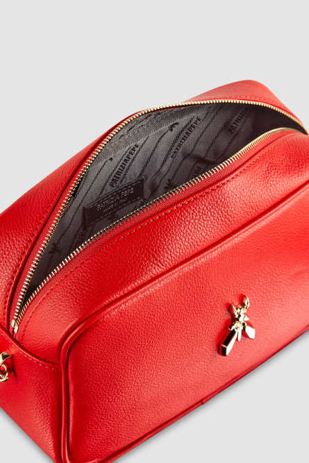 Fly Camera leather bag with chain, Red, Patrizia Pepe