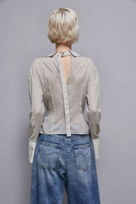 Cotton pinstripe shirt, Grey, Patrizia Pepe