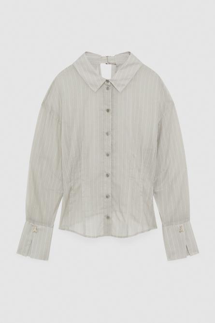 Cotton pinstripe shirt, Grey, Patrizia Pepe
