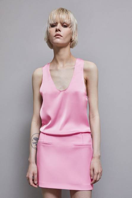Shiny satin blouse, Pink, Patrizia Pepe