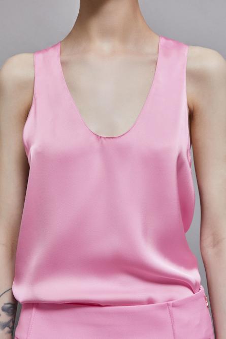 Shiny satin blouse, Pink, Patrizia Pepe