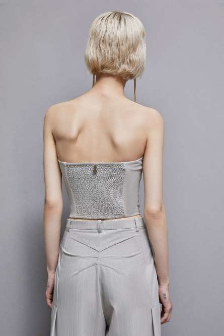 【SALE】 Flannel pinstripe bustier top | Grey | Patrizia Pepe トップス