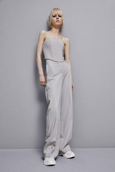 Flannel pinstripe bustier top, Grey, Patrizia Pepe