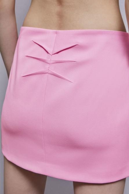 Low-waisted flannel miniskirt, Pink, Patrizia Pepe