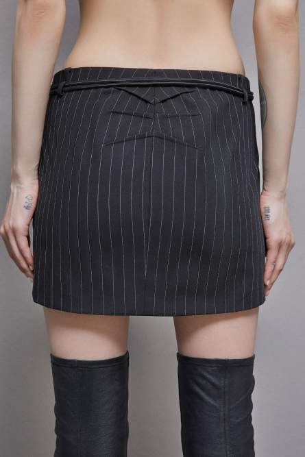 Low-waisted pinstripe miniskirt, Black, Patrizia Pepe