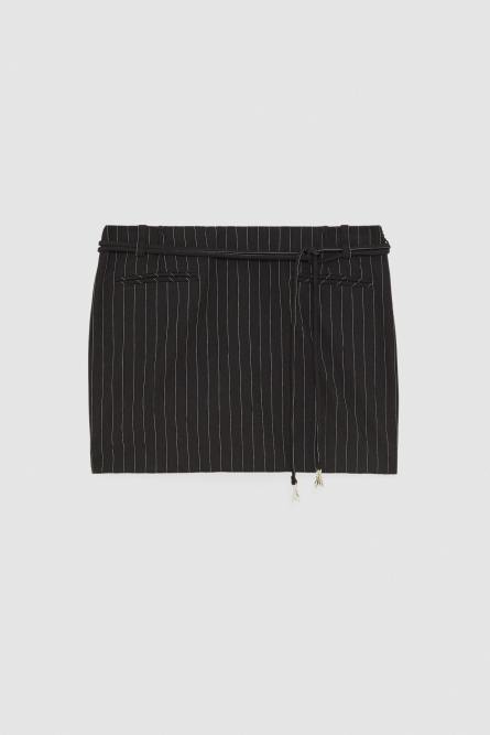 Low-waisted pinstripe miniskirt, Black, Patrizia Pepe