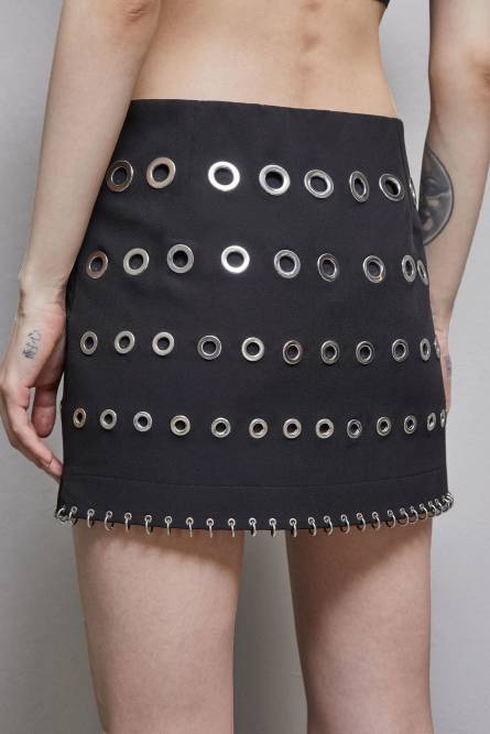 Low-waisted crêpe miniskirt, Black, Patrizia Pepe