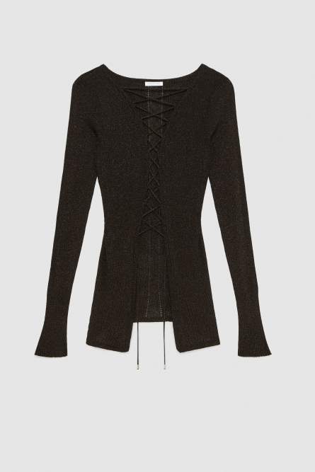 Essential lurex ribbed cardigan, Black, Patrizia Pepe