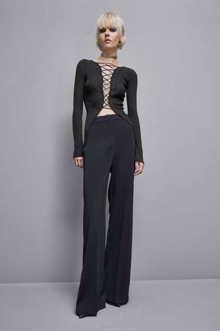 Essential lurex ribbed cardigan, Black, Patrizia Pepe