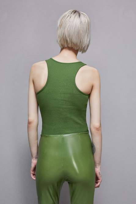 Ribbed cotton top, Green, Patrizia Pepe