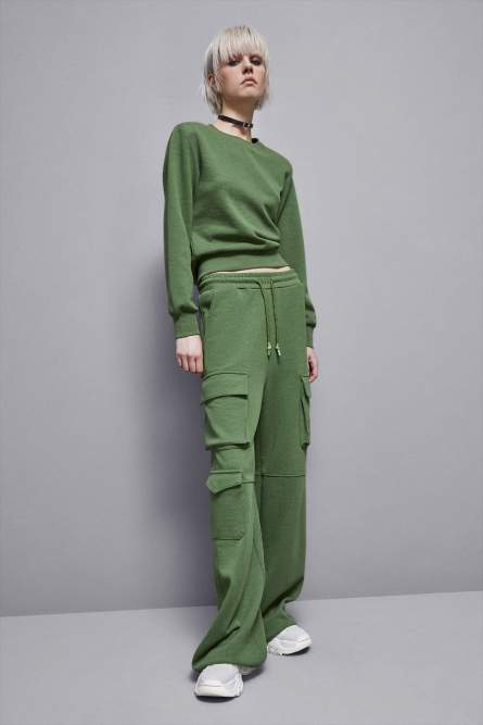 Long-sleeved cotton sweatshirt, Green, Patrizia Pepe