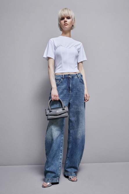 Cotton jersey bustier t-shirt, White, Patrizia Pepe