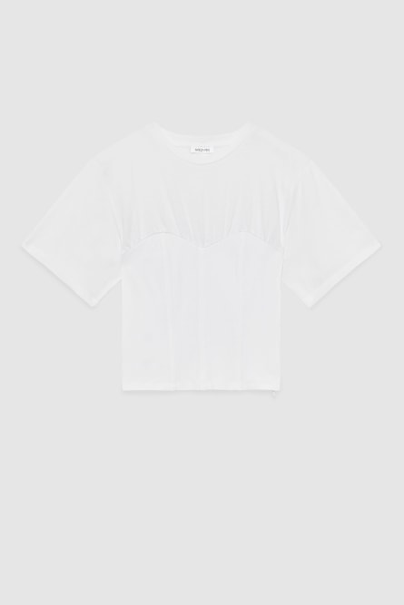 Cotton jersey bustier t-shirt, White, Patrizia Pepe