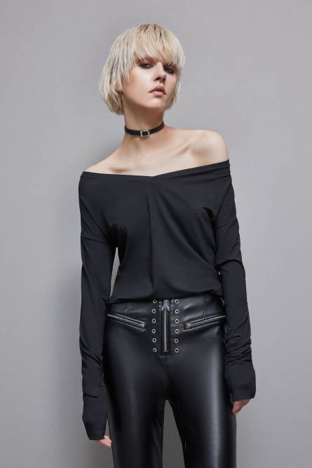 Essential viscose long-sleeved sweater, Black, Patrizia Pepe