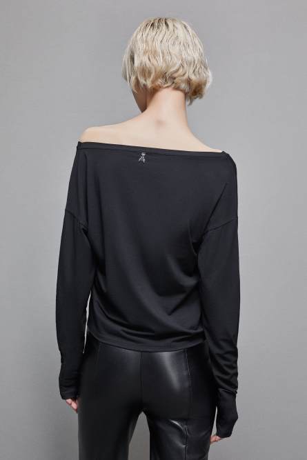 Essential viscose long-sleeved sweater, Black, Patrizia Pepe
