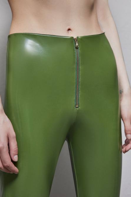 High-waisted faux leather leggings, Green, Patrizia Pepe