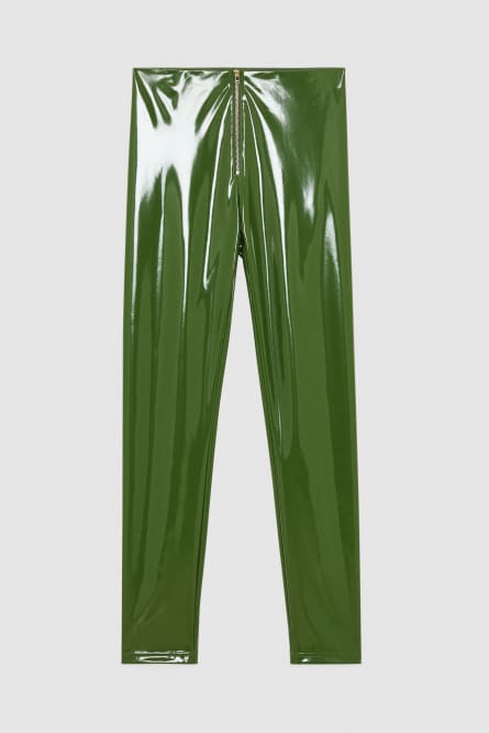 High-waisted faux leather leggings, Green, Patrizia Pepe