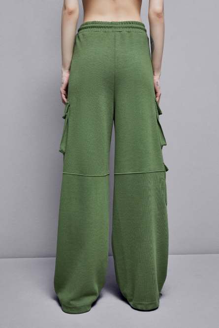 Cotton blend fleece cargo pants, Green, Patrizia Pepe