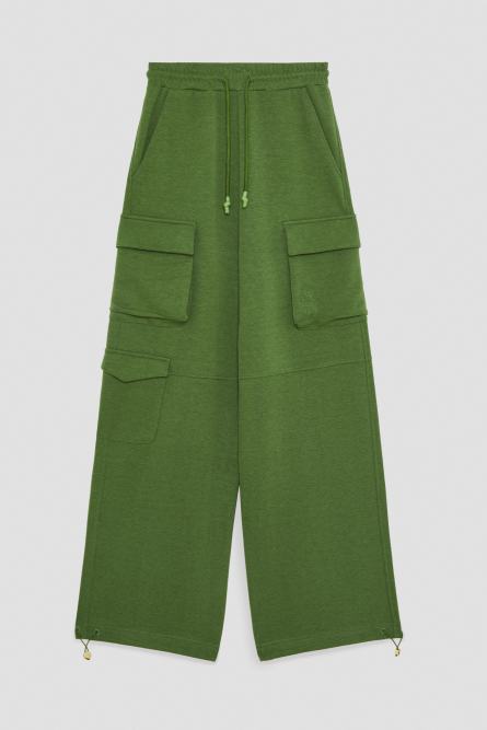 Cotton blend fleece cargo pants, Green, Patrizia Pepe