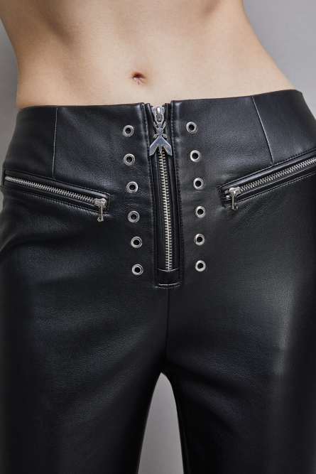 Faux leather high-waisted flared pants, Black, Patrizia Pepe