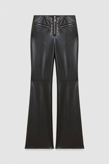 Faux leather high-waisted flared pants, Black, Patrizia Pepe