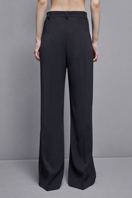 Essential crepe palazzo-fit pants, Black, Patrizia Pepe
