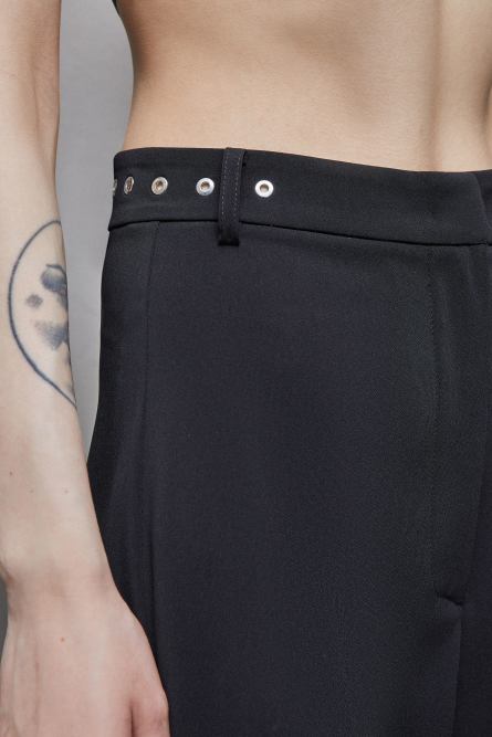 Essential crepe palazzo-fit pants, Black, Patrizia Pepe
