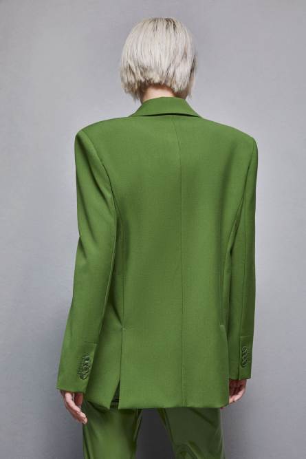 One-button flannel blazer, Green, Patrizia Pepe