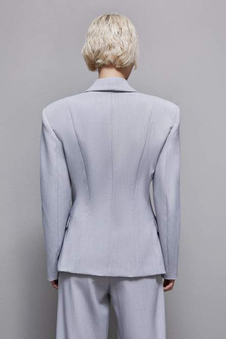 Stretch viscose hook-and-eye jacket, Grey, Patrizia Pepe