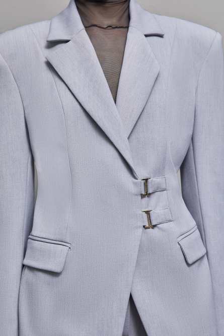 Stretch viscose hook-and-eye jacket, Grey, Patrizia Pepe