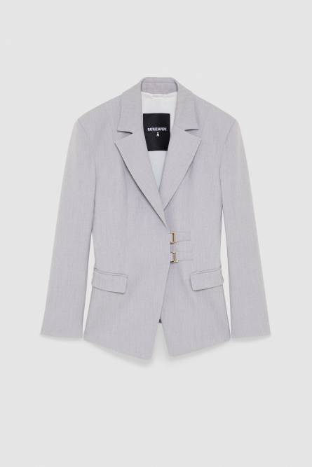 Stretch viscose hook-and-eye jacket, Grey, Patrizia Pepe