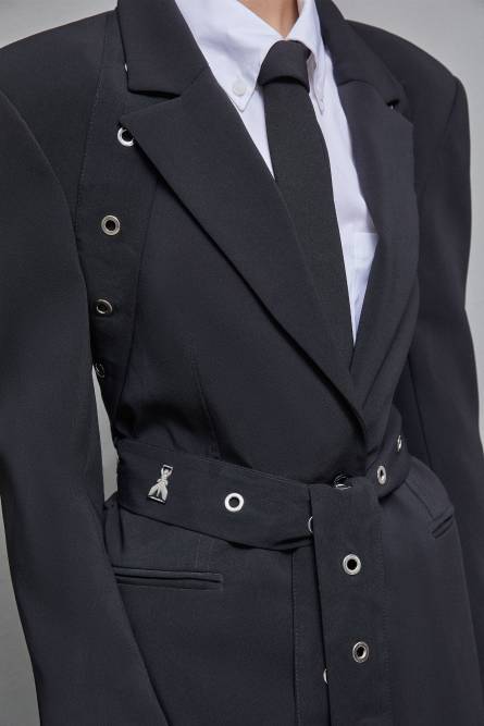 Boyfriend-cut crepe blazer, Black, Patrizia Pepe