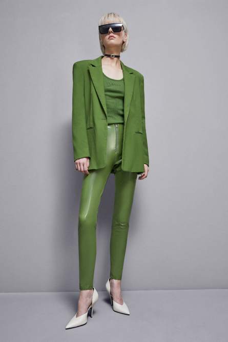 High-waisted faux leather leggings, Green, Patrizia Pepe