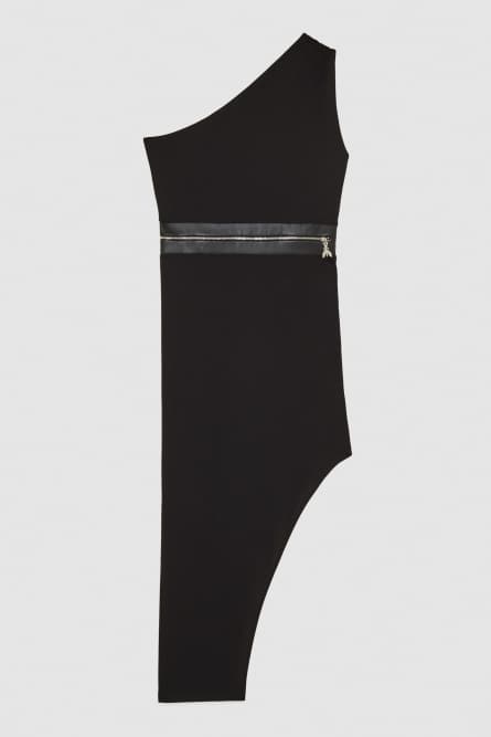 Essential one-shoulder dress, Black, Patrizia Pepe