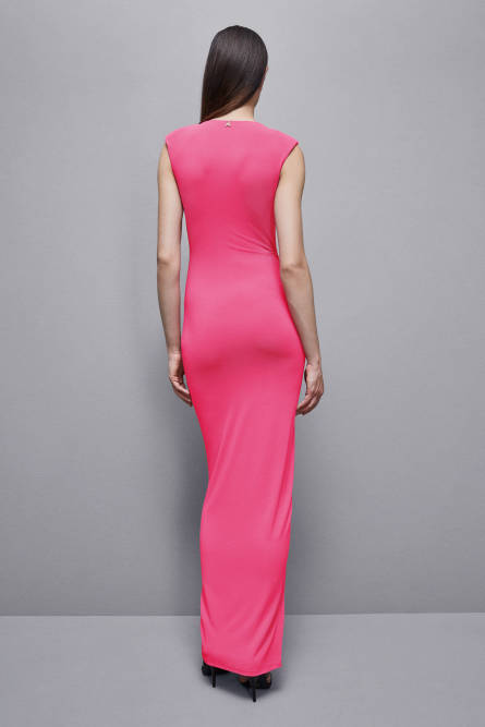 Robe longue avec drapé en crêpe, Rose, Patrizia Pepe