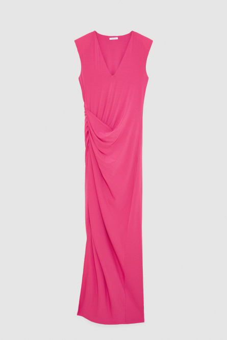 Robe longue avec drapé en crêpe, Rose, Patrizia Pepe