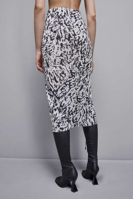Draped skirt in georgette, Black, White, Patrizia Pepe