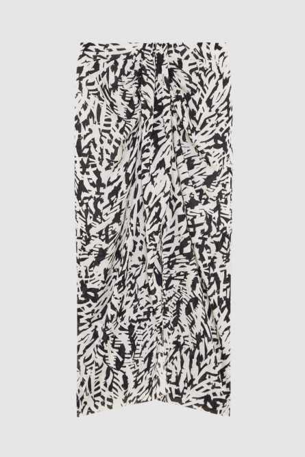 Draped skirt in georgette, Black, White, Patrizia Pepe