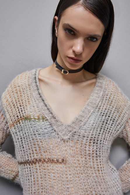 Wool blend mesh sweater, Multicolor, Patrizia Pepe