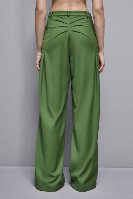 Flannel pants with pleats, Green, Patrizia Pepe