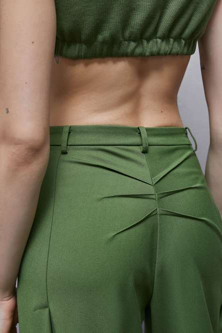 Flannel pants with pleats, Green, Patrizia Pepe