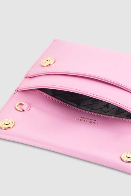 Leather clutch bag with chain shoulder strap, Pink, Patrizia Pepe
