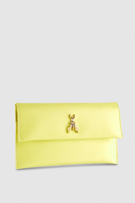 Fly leather clutch bag with chain, Yellow, Patrizia Pepe