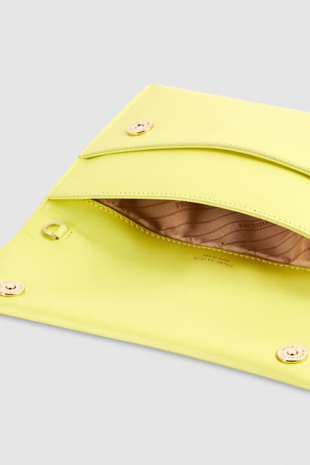 Fly leather clutch bag with chain, Yellow, Patrizia Pepe